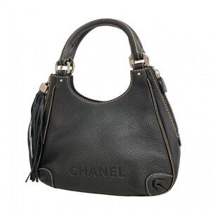 Chanel Handbag Leather Black Silver